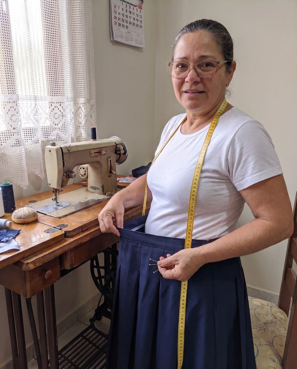 A mesma saia do coral. Agora sobrava pano.